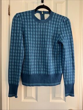 Tory Burch Blue Patterned Women's Sweater - Crew Neck